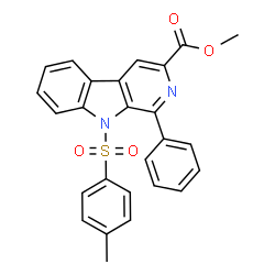 ChemSpider 2D Image | Methyl 9-[(4-methylphenyl)sulfonyl]-1-phenyl-9H-beta-carboline-3-carboxylate | C26H20N2O4S