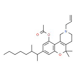 ChemSpider 2D Image | 2-Allyl-5,5-dimethyl-8-(3-methyl-2-octanyl)-1,3,4,5-tetrahydro-2H-chromeno[4,3-c]pyridin-10-yl acetate | C28H41NO3