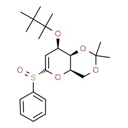 ChemSpider 2D Image | [(4aR,8R,8aS)-2,2-dimethyl-6-[(S)-phenylsulfinyl]-4,4a,8,8a-tetrahydropyrano[3,2-d][1,3]dioxin-8-yl]oxy-tert-butyl-dimethyl-silane | C21H32IO5S2