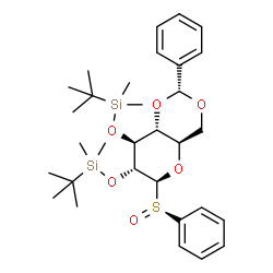 ChemSpider 2D Image | (1S)-1,5-Anhydro-4,6-O-benzylidene-2,3-bis-O-[dimethyl(2-methyl-2-propanyl)silyl]-1-[(R)-phenylsulfinyl]-D-glucitol | C31H48O6SSi2