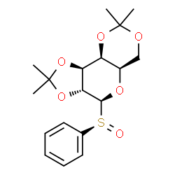 ChemSpider 2D Image | (3aR,4S,5aR,9aS,9bS)-2,2,8,8-Tetramethyl-4-[(S)-phenylsulfinyl]hexahydro[1,3]dioxolo[4,5]pyrano[3,2-d][1,3]dioxine | C18H24O6S