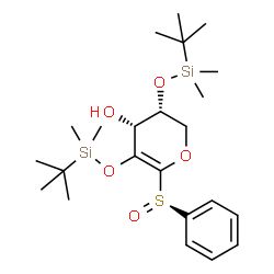 ChemSpider 2D Image | 1,5-Anhydro-2,4-bis-O-[dimethyl(2-methyl-2-propanyl)silyl]-1-[(R)-phenylsulfinyl]-D-erythro-pent-1-enitol | C23H40O5SSi2