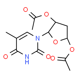 ChemSpider 2D Image | 5-(5-Methyl-2,4-dioxo-3,4-dihydro-1(2H)-pyrimidinyl)tetrahydrofuran-2,4-diyl diacetate | C13H16N2O7