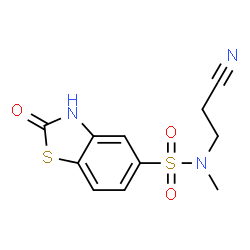 ChemSpider 2D Image | N-(2-Cyanoethyl)-N-methyl-2-oxo-2,3-dihydro-1,3-benzothiazole-5-sulfonamide | C11H11N3O3S2