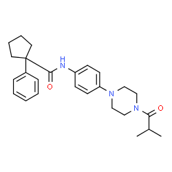 ChemSpider 2D Image | N-[4-(4-Isobutyryl-1-piperazinyl)phenyl]-1-phenylcyclopentanecarboxamide | C26H33N3O2