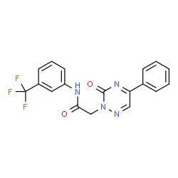 ChemSpider 2D Image | 2-(3-Oxo-5-phenyl-1,2,4-triazin-2(3H)-yl)-N-[3-(trifluoromethyl)phenyl]acetamide | C18H13F3N4O2