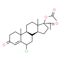 ChemSpider 2D Image | (8xi,10xi,13xi,17alpha)-6-Chloro-3,20-dioxopregn-4-en-17-yl acetate | C23H31ClO4