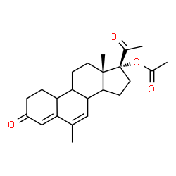 ChemSpider 2D Image | (8xi,9xi,10xi,14xi)-6-Methyl-3,20-dioxo-19-norpregna-4,6-dien-17-yl acetate | C23H30O4