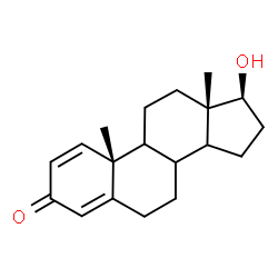 ChemSpider 2D Image | (8xi,9xi,14xi,17beta)-17-Hydroxyandrosta-1,4-dien-3-one | C19H26O2