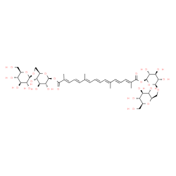 ChemSpider 2D Image | Crocin:B-D-Glucopyranose, 6-O--D-glucopyranosyl-, 1,1'-[(all-E)-2,6,11,15-tetramethyl-2,4,6,8,10,12,14-hexadecaheptaenedioate], | C44H64O24