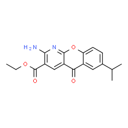 ChemSpider 2D Image | Ethyl 2-amino-7-isopropyl-5-oxo-5H-chromeno[2,3-b]pyridine-3-carboxylate | C18H18N2O4