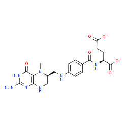 ChemSpider 2D Image | (2S)-2-{[4-({[(6S)-2-Amino-5-methyl-4-oxo-1,4,5,6,7,8-hexahydro-6-pteridinyl]methyl}amino)benzoyl]amino}pentanedioate | C20H23N7O6