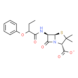 ChemSpider 2D Image | (2S,5R,6R)-3,3-Dimethyl-7-oxo-6-[(2-phenoxybutanoyl)amino]-4-thia-1-azabicyclo[3.2.0]heptane-2-carboxylate | C18H21N2O5S