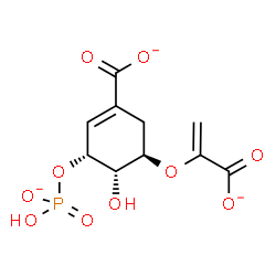 ChemSpider 2D Image | (3R,4S,5R)-5-[(1-Carboxylatovinyl)oxy]-4-hydroxy-3-[(hydroxyphosphinato)oxy]-1-cyclohexene-1-carboxylate | C10H10O10P