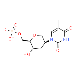 ChemSpider 2D Image | 1,5-Anhydro-2,3-dideoxy-2-(5-methyl-2,4-dioxo-3,4-dihydro-1(2H)-pyrimidinyl)-6-O-phosphonato-D-arabino-hexitol | C11H15N2O8P