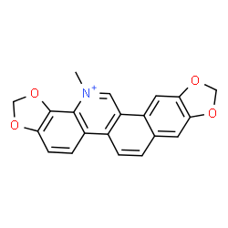 ChemSpider 2D Image | 14-Methyl[1,3]benzodioxolo[5,6-i][1,3]dioxolo[4,5-c]phenanthridin-14-ium | C20H14NO4