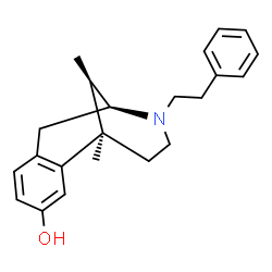 ChemSpider 2D Image | (1R,9S,13R)-1,13-Dimethyl-10-(2-phenylethyl)-10-azatricyclo[7.3.1.0~2,7~]trideca-2,4,6-trien-4-ol | C22H27NO