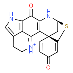 ChemSpider 2D Image | (1S,14S)-11,18-Dioxo-15-thia-9,13-diaza-4-azoniahexacyclo[12.6.1.1~3,7~.0~1,16~.0~2,12~.0~10,22~]docosa-2(12),3,7,10(22),16,19-hexaene | C18H14N3O2S