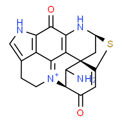 ChemSpider 2D Image | (1R,14S,19S)-20-Amino-11,18-dioxo-15-thia-9,13-diaza-4-azoniaheptacyclo[12.6.1.1~3,7~.0~1,16~.0~2,12~.0~4,19~.0~10,22~]docosa-2(12),3,7,10(22),16-pentaene | C18H15N4O2S