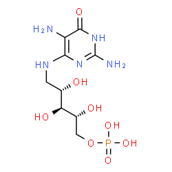 ChemSpider 2D Image | 2,5-diamino-6-(5-phosphono)ribitylamino-4(3H)-pyrimidinone | C9H18N5O8P