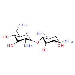 ChemSpider 2D Image | (1R,2S,3S,4R)-4,6-Diamino-2,3-dihydroxycyclohexyl 2,6-diamino-2,6-dideoxy-beta-D-allopyranoside | C12H26N4O6