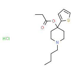 ChemSpider 2D Image | 1-Butyl-4-(2-thienyl)-4-piperidinyl propanoate hydrochloride (1:1) | C16H26ClNO2S