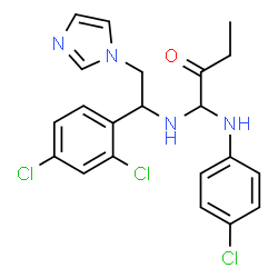 ChemSpider 2D Image | 1-[(4-Chlorophenyl)amino]-1-{[1-(2,4-dichlorophenyl)-2-(1H-imidazol-1-yl)ethyl]amino}-2-butanone | C21H21Cl3N4O