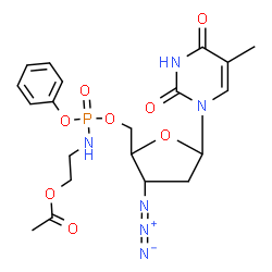 ChemSpider 2D Image | 1-(5-O-{[(2-Acetoxyethyl)amino](phenoxy)phosphoryl}-3-azido-2,3-dideoxypentofuranosyl)-5-methyl-2,4(1H,3H)-pyrimidinedione | C20H25N6O8P