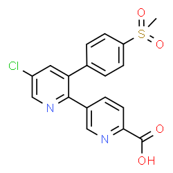 ChemSpider 2D Image | 5-Chloro-3-[4-(methylsulfonyl)phenyl]-2,3'-bipyridine-6'-carboxylic acid | C18H13ClN2O4S