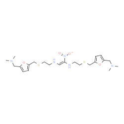 ChemSpider 2D Image | (Z)-N,N'-Bis{2-[({5-[(dimethylamino)methyl]-2-furyl}methyl)sulfanyl]ethyl}-1-nitro-1,2-ethenediamine | C22H35N5O4S2