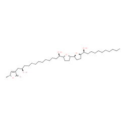 ChemSpider 2D Image | (5R)-3-[(2R,13R)-2,13-Dihydroxy-13-{(2S,2'S,5R,5'R)-5'-[(1S)-1-hydroxyundecyl]octahydro-2,2'-bifuran-5-yl}tridecyl]-5-methyl-2(5H)-furanone | C37H66O7
