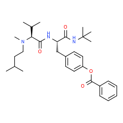 ChemSpider 2D Image | N-Methyl-N-(3-methylbutyl)-L-valyl-O-benzoyl-N-(2-methyl-2-propanyl)-L-tyrosinamide | C31H45N3O4