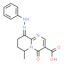 ChemSpider 2D Image | 6-Methyl-4-oxo-9-(phenylhydrazono)-6,7,8,9-tetrahydro-4H-pyrido[1,2-a]pyrimidine-3-carboxylic acid | C16H16N4O3