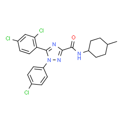 ChemSpider 2D Image | 1-(4-chlorophenyl)-5-(2,4-dichlorophenyl)-N-(4-methylcyclohexyl)-1,2,4-triazole-3-carboxamide | C22H21Cl3N4O