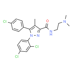 ChemSpider 2D Image | 5-(4-chlorophenyl)-1-(2,4-dichlorophenyl)-N-[2-(dimethylamino)ethyl]-4-methyl-pyrazole-3-carboxamide | C21H21Cl3N4O