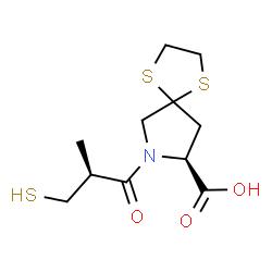 ChemSpider 2D Image | (8S)-7-[(2S)-2-methyl-3-sulfanyl-propanoyl]-1,4-dithia-7-azaspiro[4.4]nonane-8-carboxylic acid | C11H17NO3S3