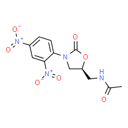 ChemSpider 2D Image | N-{[(5S)-3-(2,4-Dinitrophenyl)-2-oxo-1,3-oxazolidin-5-yl]methyl}acetamide | C12H12N4O7