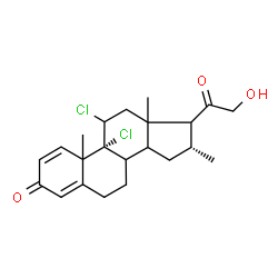 ChemSpider 2D Image | (8xi,10xi,13xi,14xi,16alpha,17xi)-9,11-Dichloro-21-hydroxy-16-methylpregna-1,4-diene-3,20-dione | C22H28Cl2O3