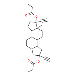 ChemSpider 2D Image | 1,7-Diethynyl-10a-methylhexadecahydrodicyclopenta[a,f]naphthalene-1,7-diyl dipropanoate | C27H36O4