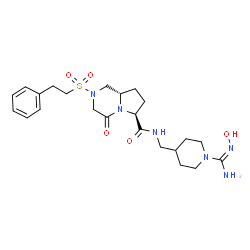 ChemSpider 2D Image | (6S,8aS)-N-{[1-(N-Hydroxycarbamimidoyl)-4-piperidinyl]methyl}-4-oxo-2-[(2-phenylethyl)sulfonyl]octahydropyrrolo[1,2-a]pyrazine-6-carboxamide | C23H34N6O5S
