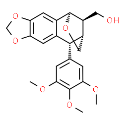 ChemSpider 2D Image | [(1R,11R,12R,15R)-11-(3,4,5-Trimethoxyphenyl)-5,7,14-trioxatetracyclo[10.2.1.0~2,10~.0~4,8~]pentadeca-2(10),3,8-trien-15-yl]methanol | C22H24O7
