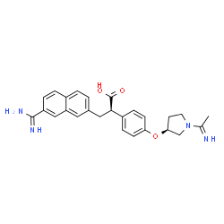 ChemSpider 2D Image | (2R)-3-(7-Carbamimidoyl-2-naphthyl)-2-(4-{[(3S)-1-ethanimidoyl-3-pyrrolidinyl]oxy}phenyl)propanoic acid | C26H28N4O3