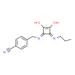 ChemSpider 2D Image | 4-({(Z)-[(4Z)-2,3-Dihydroxy-4-(propylimino)-2-cyclobuten-1-ylidene]amino}methyl)benzonitrile | C15H15N3O2