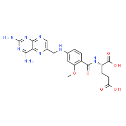 ChemSpider 2D Image | N-(4-{[(2,4-Diamino-6-pteridinyl)methyl]amino}-2-methoxybenzoyl)-L-glutamic acid | C20H22N8O6