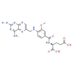 ChemSpider 2D Image | N-(4-{[(2,4-Diamino-6-pteridinyl)methyl]amino}-3-methoxybenzoyl)-L-glutamic acid | C20H22N8O6