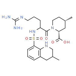 ChemSpider 2D Image | (2R,4S)-4-Methyl-1-{N~2~-[(3-methyl-1,2,3,4-tetrahydro-8-quinolinyl)sulfonyl]arginyl}-2-piperidinecarboxylic acid | C23H36N6O5S