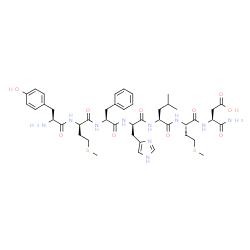ChemSpider 2D Image | L-Tyrosyl-D-methionyl-L-phenylalanyl-D-histidyl-L-leucyl-L-methionyl-L-alpha-asparagine | C44H62N10O10S2