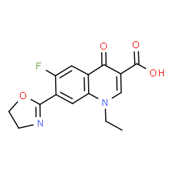 ChemSpider 2D Image | 7-(4,5-Dihydro-1,3-oxazol-2-yl)-1-ethyl-6-fluoro-4-oxo-1,4-dihydro-3-quinolinecarboxylic acid | C15H13FN2O4