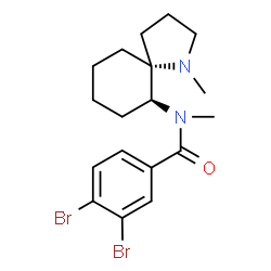 ChemSpider 2D Image | 3,4-Dibromo-N-methyl-N-[(5R,6S)-1-methyl-1-azaspiro[4.5]dec-6-yl]benzamide | C18H24Br2N2O