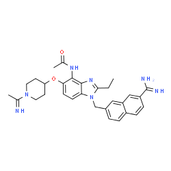 ChemSpider 2D Image | N-{1-[(7-Carbamimidoyl-2-naphthyl)methyl]-5-[(1-ethanimidoyl-4-piperidinyl)oxy]-2-ethyl-1H-benzimidazol-4-yl}acetamide | C30H35N7O2